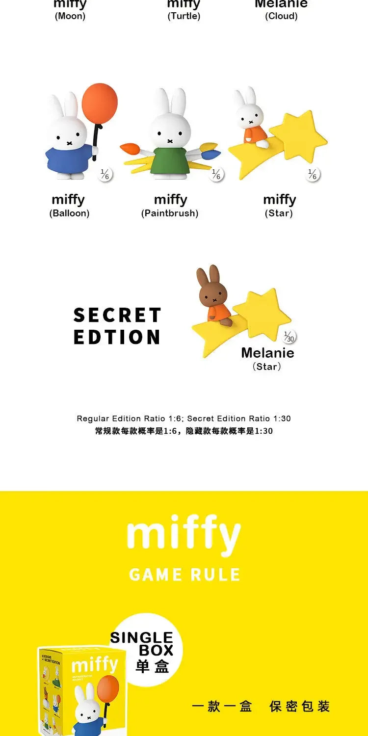 Miffy and friends cute magnet blind box set featuring various characters like Miffy, Melanie, and others.