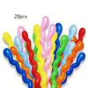 A bundle of 20 colorful spiral latex party balloons in pink, yellow, green, blue, and orange.