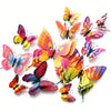 A set of twelve colorful, vibrant butterfly decorations for wall decor.