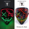 A black EL mask with neon wire details, showing both light status and no light status options.