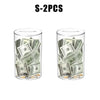 Two clear acrylic jars filled with US dollar bills and coins, labeled S-2PCS.