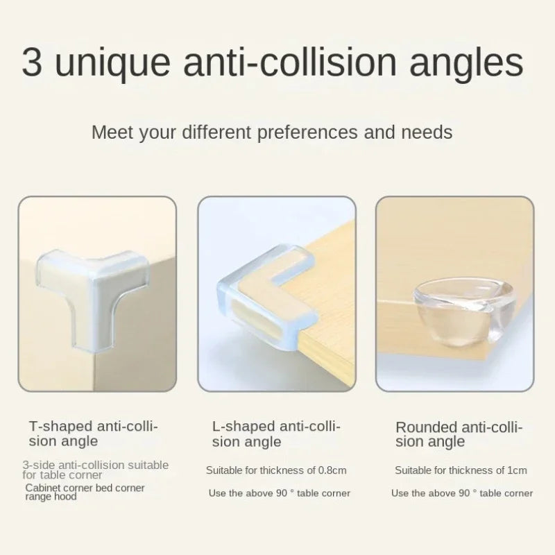 Three unique anti-collision angles of soft silicone corner protectors for baby safety