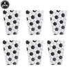 Sechs schwarz-weiße Fußball-Cupcake-Topper und Partyzubehör