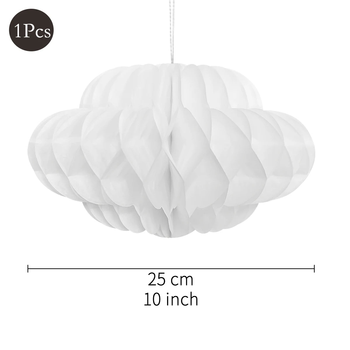 White honeycomb ball chandelier light fixture with a hanging cord