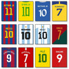 A collection of football legend posters featuring players like Neymar, Ronaldo, Messi, Maradona, Lewandowski, and Pelé.