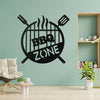 Black retro wall decor featuring a silhouette of a BBQ grill with smoke rising and the text BBQ ZONE