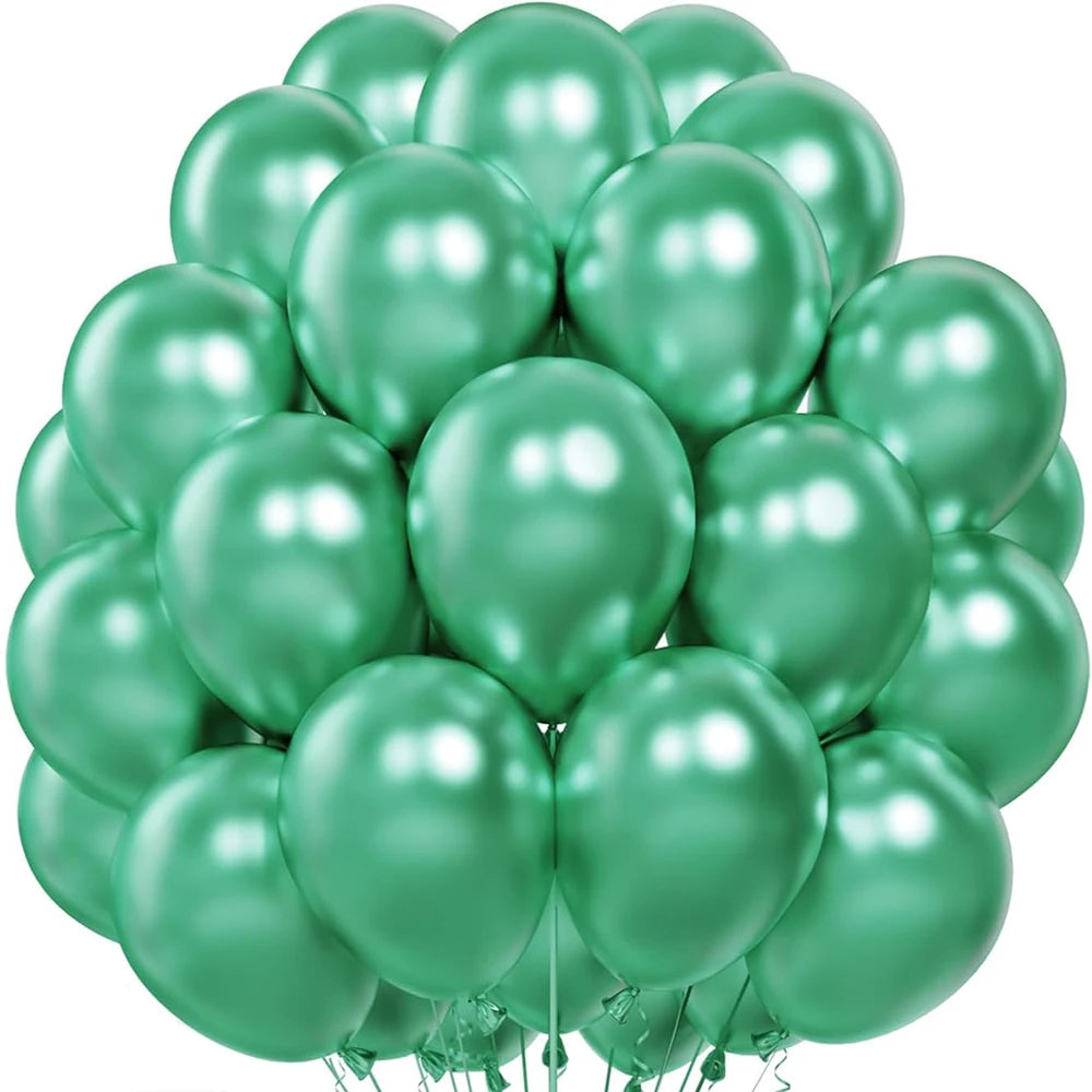 A bouquet of metallic gold balloons used for party decorations.