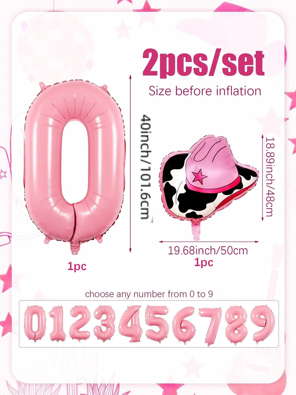 40-Inch Cowboy Cow Number Foil Balloon Set