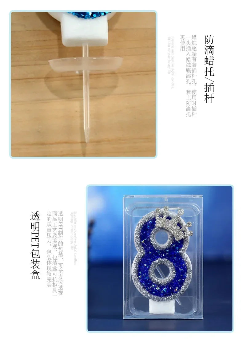 Blue Crown Number Birthday Candle