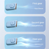 A portable multi-use cooling fan showing three gears with varying wind settings: First gear (Face Breeze), Second gear (Fresh