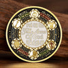 A round commemorative coin featuring the Armor of God design with various symbols and text.