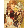 Vintage anime canvas wall art featuring characters from Death Note including Light Yagami and L
