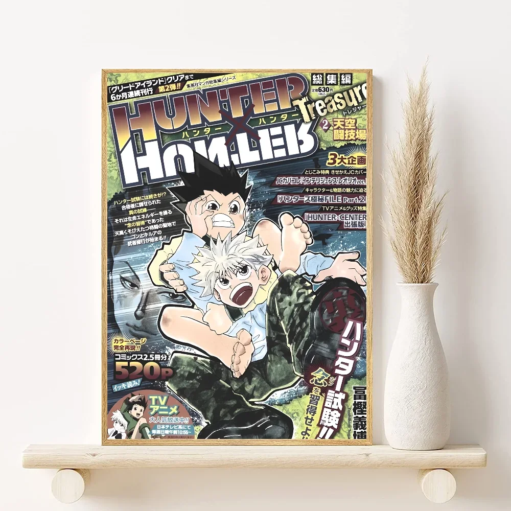 Canvas wall art featuring Hunter x Hunter characters Gon, Killua, and Hisoka