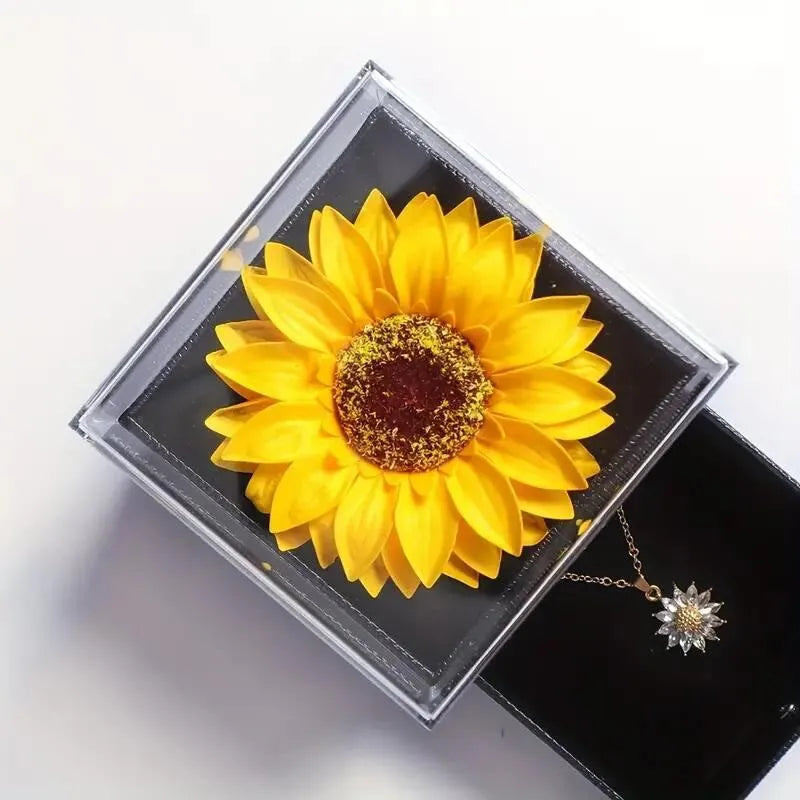 Sunflower Pendant Necklace with Gift Box
