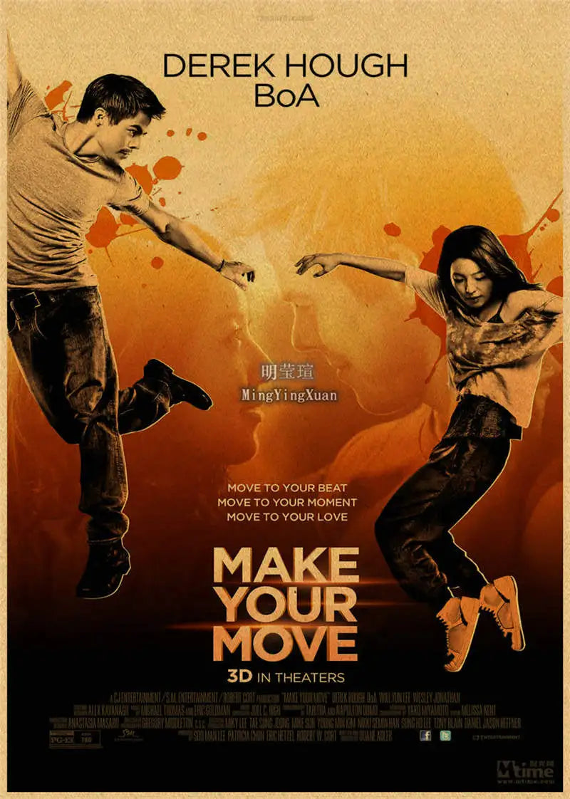 Movie poster for Make Your Move featuring two people in dynamic poses against an orange background.