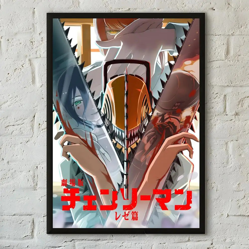 Anime poster featuring Makima from Chainsaw Man in a dynamic, stylized illustration.