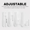 White adjustable pinch pleat curtain hooks shown in various lengths and angles.