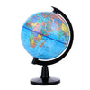 A desktop educational globe showing the HD English world map on a black stand.