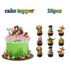 A set of 25 cake toppers featuring characters from Masha and Bear for birthday decorations.