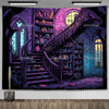 Enchanted Library Staircase Tapestry Wall Hanging