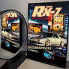 A canvas poster featuring Mazda RX-7 cars in a retro JDM racing style with vibrant colors and dramatic lighting.