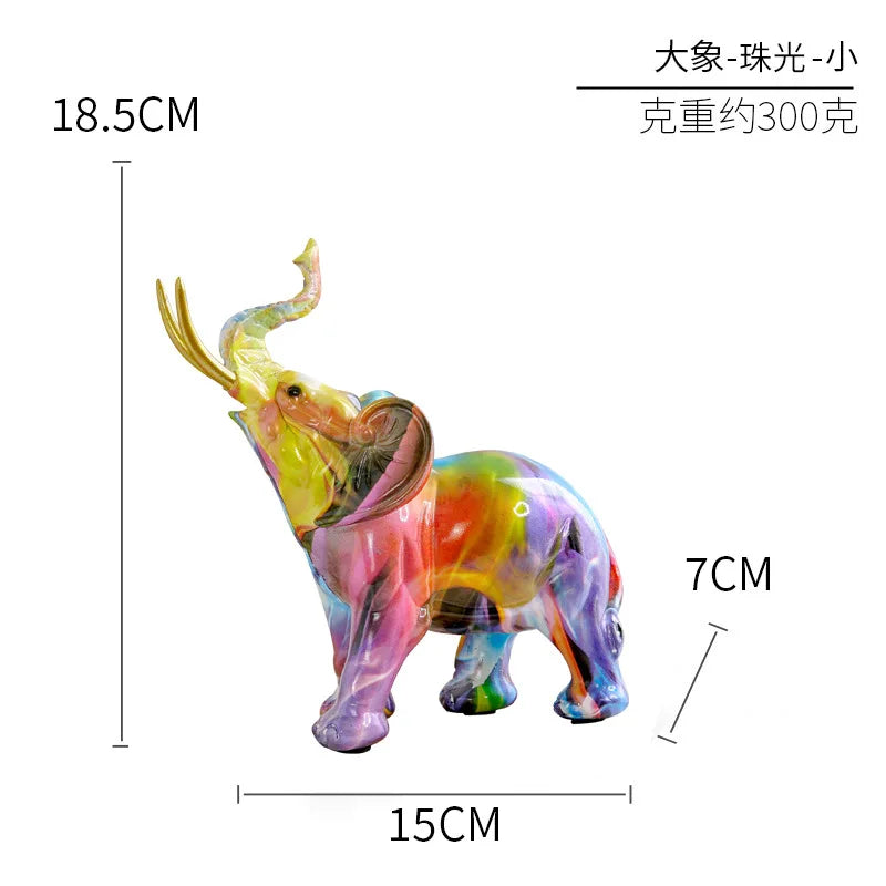 Colorful Elephant Resin Figurine for Home Decor