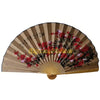 Large decorative Chinese theme wall fan with a pleated, beige and red design.