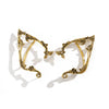 Gold elf flower leaf clip earrings for women displayed against a white background.