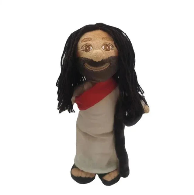 A plush doll set depicting Jesus and Mary with dark hair and facial features.
