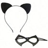 Black cat ear headband and eye mask set for costume parties