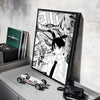 Anime wall art featuring a character in a suit and tie against a chaotic background.