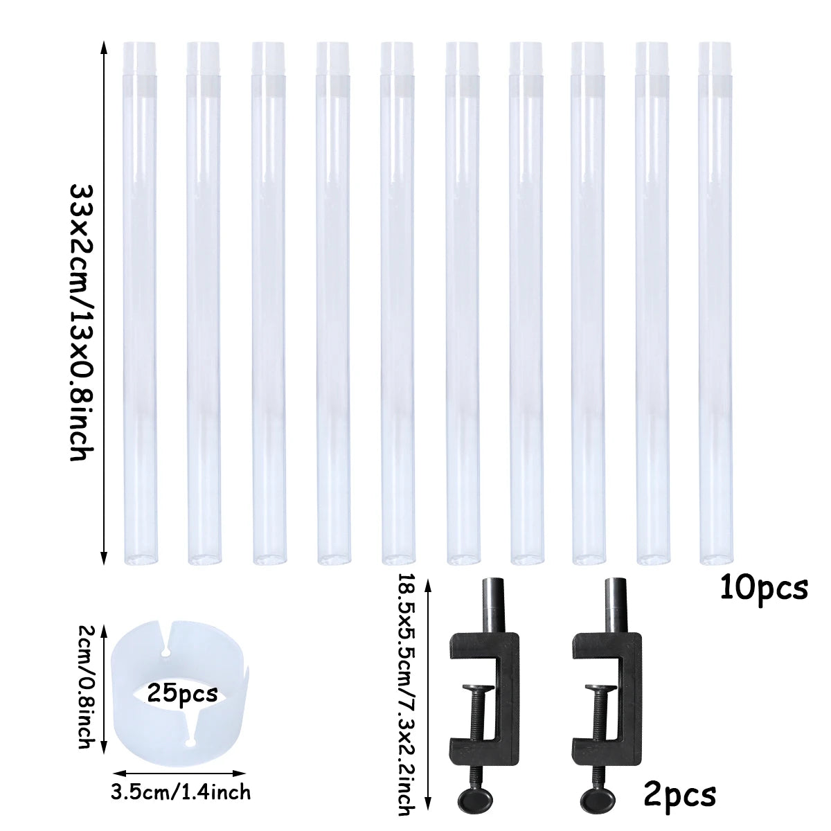 Supports pour arches de ballons en acrylique transparent et fixations noires pour décorations