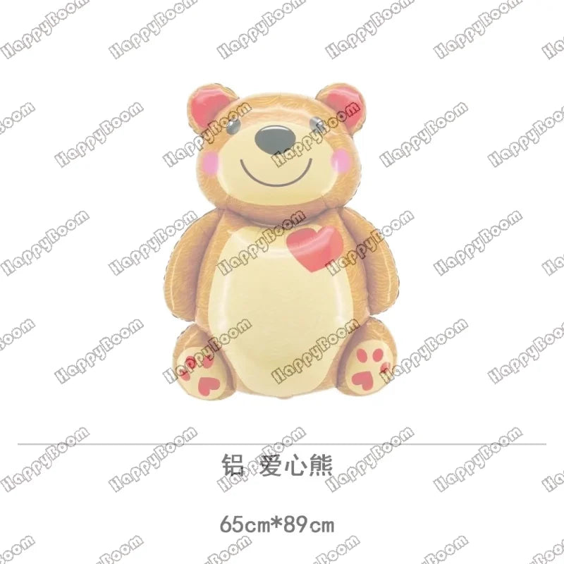 A cute, light brown teddy bear foil balloon with a pink heart detail.