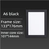 A6 black magnetic poster display frame with inner core size 101x144mm and frame size 133x176mm