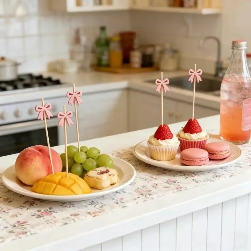 Eco-Friendly Bamboo Cocktail Picks with Cute Toppers (100 Pack)