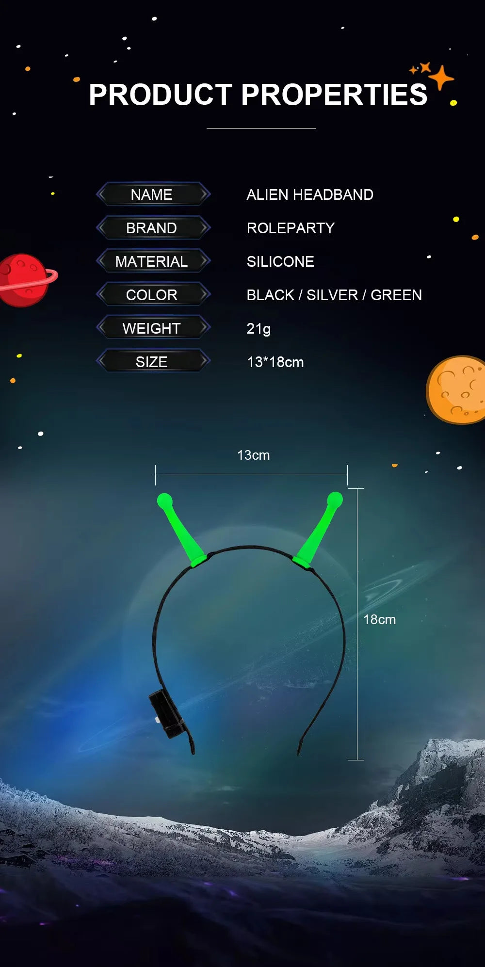 Glowing Alien Antenna Headband for Halloween & Cosplay