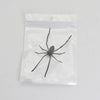 A black spider is sealed in a clear plastic bag, intended as a fridge magnet or horror decor.