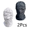 Two mesh balaclava face masks, one silver and one black, shown side by side.
