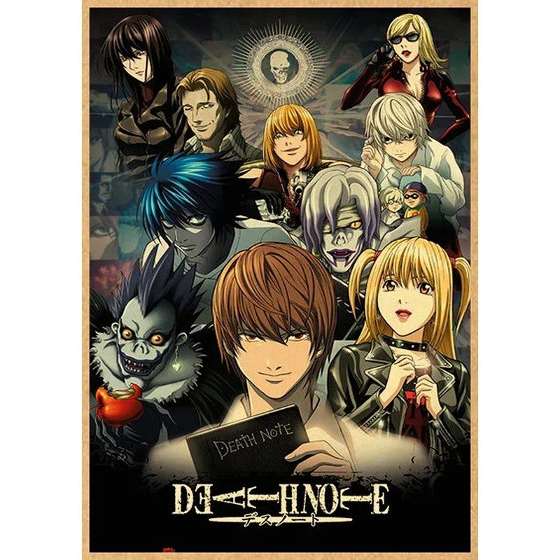 Anime artwork featuring characters from Death Note with a dark, dramatic style.