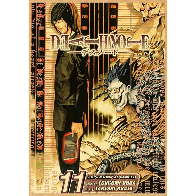 Anime canvas wall art featuring characters from Death Note with Japanese text and artwork.