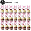 A set of 30 pink bow cupcake toppers measuring 4x11cm.