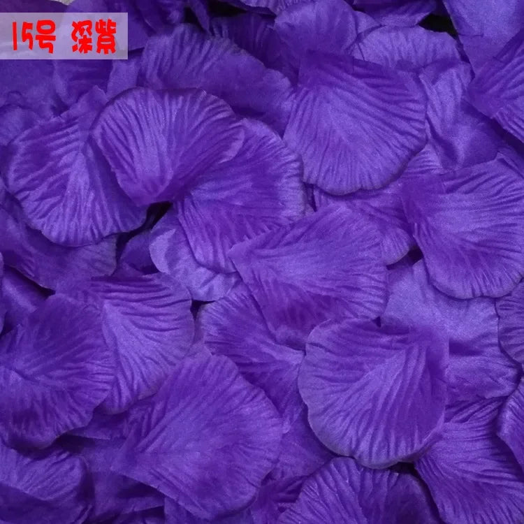 Purple silk rose petals used for weddings and events