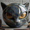 Black Cat Resin Figurine with Marble Texture