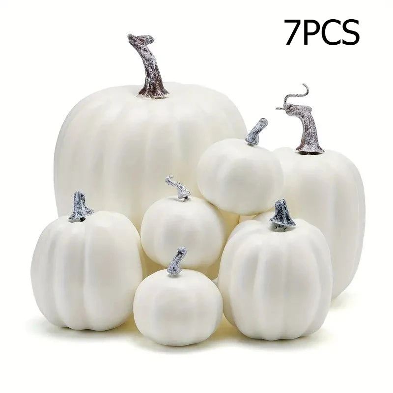 Set of 7 Artificial Pumpkins for Fall & Halloween Decor