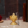 Gold-plated Orthodox censer with bells shown against a dark background, measuring 3.5 inches high.