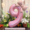 Pink Bowknot Number Foil Balloons – 40-Inch Party Decoration Set