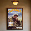 A vintage poster featuring a man in the style of Camel cigarettes with text that reads Where a man belongs.