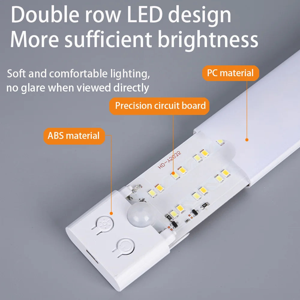 White LED light bar with double row LEDs and circuit board mounted on an ABS material