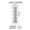 A silicone mold kit for making heart-shaped candles, showing the dimensions and weight of the tool.