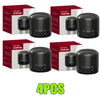 Four black silicone wine bottle stoppers packaged in red boxes with white labels.